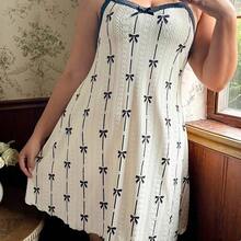 dagjydgfyja CottageSlumber Camisón de encaje con estampado de moño y ribete de encaje en talla grande - Blanco - Ver 5
