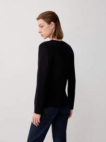 Casual Versatile Simple Solid Color Knitted Cardigan Black - Black - View 2