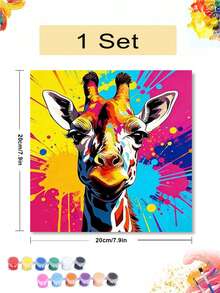 1Pc/4Pcs Colorful Animal Graffiti Theme DIY Oil Painting By Numbers Painting Crafts Adult Home Decoration Holiday Gifts - 20x20 - View 12