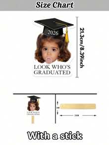Cartel de mano personalizable, personalizado con fotos individuales y diseño de birrete de graduación 2026, estilo lindo y divertido, regreso a la escuela - Multicolor - Ver 3