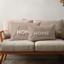 1個極簡日常咖啡色溫暖文字「Home」抱枕套，單面印花桃皮絨面材質，30*50/40*60CM 枕套適用於現代極簡沙發客廳裝飾、派對裝飾、送禮 - 彩色 - 查看 9