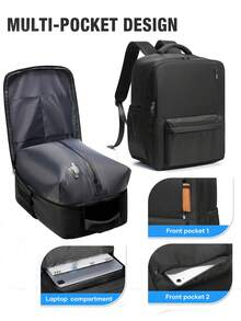 Mochila de viaje unisex de gran capacidad con compresión al vacío, bolso de hombro, bolsa de almacenamiento multifuncional con compresión al vacío, mochila práctica de gran almacenamiento casual & de negocios para estudiantes, múltiples compartimentos y bolsillos para un almacenamiento clasificado y ordenado. - Multicolor - Ver 5