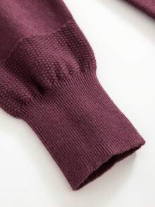 GIGOGOU New Arrival Autumn/Winter Long Knitted Sweater Dress, Casual Long Sleeve Loose Knit Dress - Red Violet - View 9