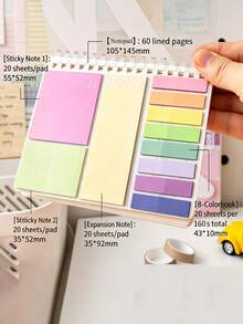 5pcs/1pc Multi Functional Note Pad Combination Sandwich Notebook With Adhesive Ins Style Index Sticker, Soft Wire Circle, Horizontal Line, Loose Leaf Notebook - one-size - View 11