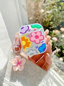 Funda protectora de auriculares Bluetooth con diseño floral pintado transparente y pulsera adicional de moda compatible con S4, carcasa protectora para auriculares inalámbricos Bluetooth de Apple, acabado brillante Pro2, cobertura completa para Pods 3 1/2/3 generación, funda protectora Pro a prueba de golpes con carcasa blanda - Multicolor - Ver 2