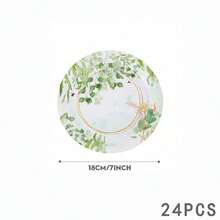 Set Peralatan Makan Sekali Pakai Motif Daun Eukaliptus Ukuran 7/9 Inci, Piring Kertas, Serbet Kertas, Gelas Kertas untuk Pesta, Hadiah Ulang Tahun, Perlengkapan Dekorasi Pesta - MultiWarna - View 7