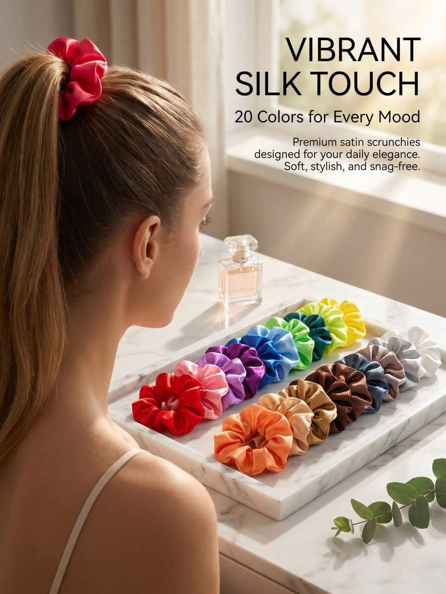 5pcs Women's Hair Ties,Strong Grip Snag-Free Material Thick Hair Scrunchies Creaseless Bobbles,Chic Y2K Boho Accessory For Getaways,And Music Festival - 顏色隨機 - 查看 1