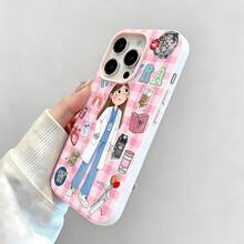 Tema médico Dr. Aura en rosa y azulfunda de teléfono Fundas compatibles con ,Apple,VIVO,OPPO,,, y Honor.Fabricadas en silicona TPU,ofrecen protección contra golpes y caídas. - Rosa - Ver 4