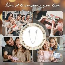1 Piece Original Design Safety Chain Charm Pendant For Women Bracelet Necklace Fine DIY 925 Sterling Silver Charms Jewelry Wedding Anniversary Gifts - Silver - View 5