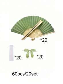 3/15/30pcs Set, Christmas Limited Edition Gift Set: Green Folding Fan With Green Bow And Transparent Sandbag - Multi-Purpose Christmas Decoration, Suitable For Weddings, Parties, Photo Props And Gift Bags. Perfect For Bridal Party Gifts, Birthday Party Favors, Bridesmaid Group Photo Props, Summer Fans, Event And Party Supplies, Multi-Piece Party Gift Bags - Multicolor - View 20