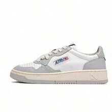 AU - Classic Grey And White Lace-Up Shoes Adorned With A Colorful Patchwork Design. Comfortable Skate Shoes, Designed For Couples, With A Contrasting Design In Bold Colors. - 灰色 - 查看 3