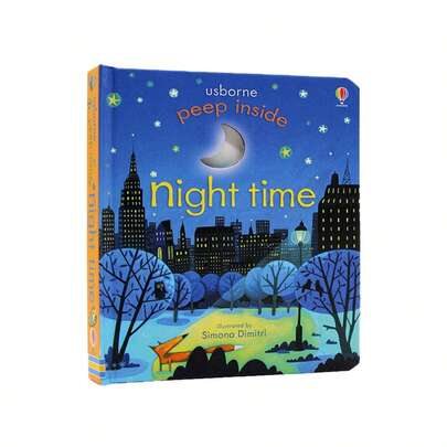 Sách bìa cứng Peep Inside Night Time, sách tranh khoa học tiếng Anh gốc cho trẻ em, sách truyện cảm giác lật mở cho trẻ chập chững quan sát & học tiếng Anh sớm
