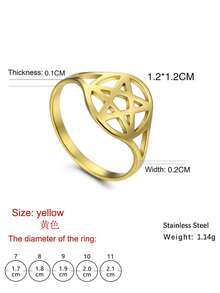 1pc Fashion Hollow Out Star Detail Single Ring For Women For Daily Decoration, Stainless Steel Jewelry - Silver - View 16