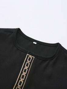 Conjunto de Kaftán para Hombre Camisa de Manga Larga Bordada Cuello Redondo y Pantalones Casuales 2 Piezas Estilo Africano Adecuado para Festivales, Regalos, Negocios - Negro - Ver 6