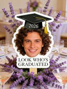 Cartel de mano personalizable, personalizado con fotos individuales y diseño de birrete de graduación 2026, estilo lindo y divertido, regreso a la escuela - Multicolor - Ver 6