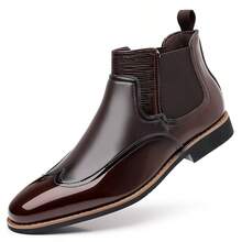 Men's British Style Ankle Boots, Vintage Handmade Boots, High-Top Chelsea Boots - Brown - View 3