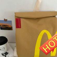 Fun Retro Paper Bag - Casual Canvas Backpack - Classic Large Capacity Bag - Single Shoulder Casual Canvas Backpack - Ginger - View 3