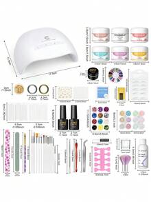 PEACECOLOR Acrylic Nail Kit With UV LED Lamp - 6 Colors Acrylic Powder Set (Pink, White, Clear, Nude, Orange, Pink), 60ML Liquid, Base & Top Coat - Essential Starter Kit For Nail Extension, DIY Nail Art - Graduation Gift For Women - 02多色 - 查看 10