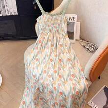 xuehuamaoyi02 Qadelle Vestido con estampado de tulipanes, vestido de verano sin mangas con diseño floral artístico para vacaciones - Multicolor - Ver 3