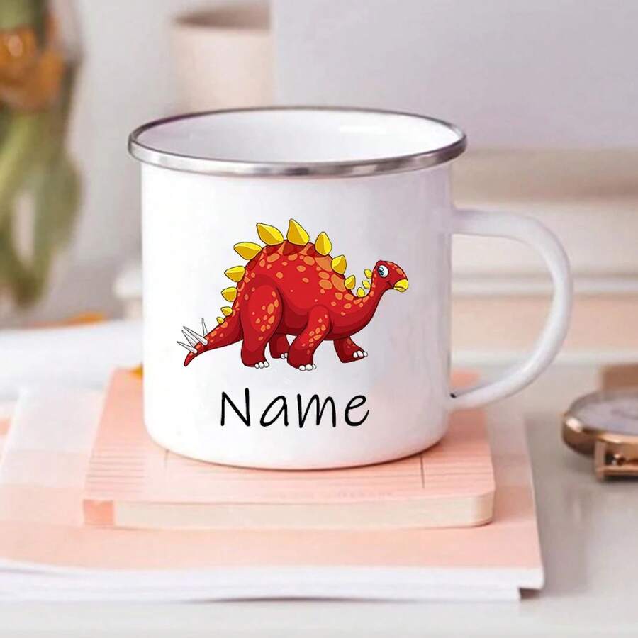Taza de café de dinosaurio personalizada con nombre, taza personalizada para niños, recuerdos de fiesta de cumpleaños para niños, regalo de Navidad y San Valentín - -A015WH-88 - Ver 1