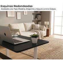 Adjustable Side Table With Wheels For Laptop, Smart Multipurpose Portable Desk For Bed And Sofa - Black - View 6