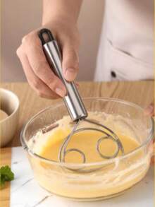 1/2pcs Stainless Steel Handheld Dough Mixer With Ergonomic Handle - Dough Scraper, Dual-Hole Quick Mixing Tool, Suitable For Cooking, Mixing And Beating Eggs, Kitchen Gadgets And Baking Tools, Suitable For Restaurants, Food Trucks - Multicolor - View 11