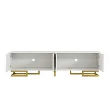 Low TV Unit With Textured Doors, Gold Handles And Legs - 白色 - 查看 10