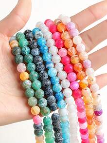  Natural Round Frosted Weathered Beads, Available In Multiple Colors OF 8MM, Suitable For DIY Jewelry Making, Bracelets, Necklaces, Phone Chains, Pendants - Multicolor - View 1