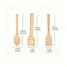 1/3pcs Bamboo Kitchen Utensil Set, Includes Non-Stick Spatula, Solid Spoon And Long Handle Wooden Cooking Tools, Durable Bamboo Kitchen Tools And Colander, Natural Wooden Kitchen Utensils, Home Kitchen Supplies, Minimalist Style, Mother's Day Gift - Multicolor - View 4