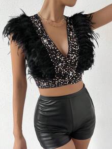 Sleeveless Cropped Top With Wool Trim And Back Zipper. - 2 - 查看 1