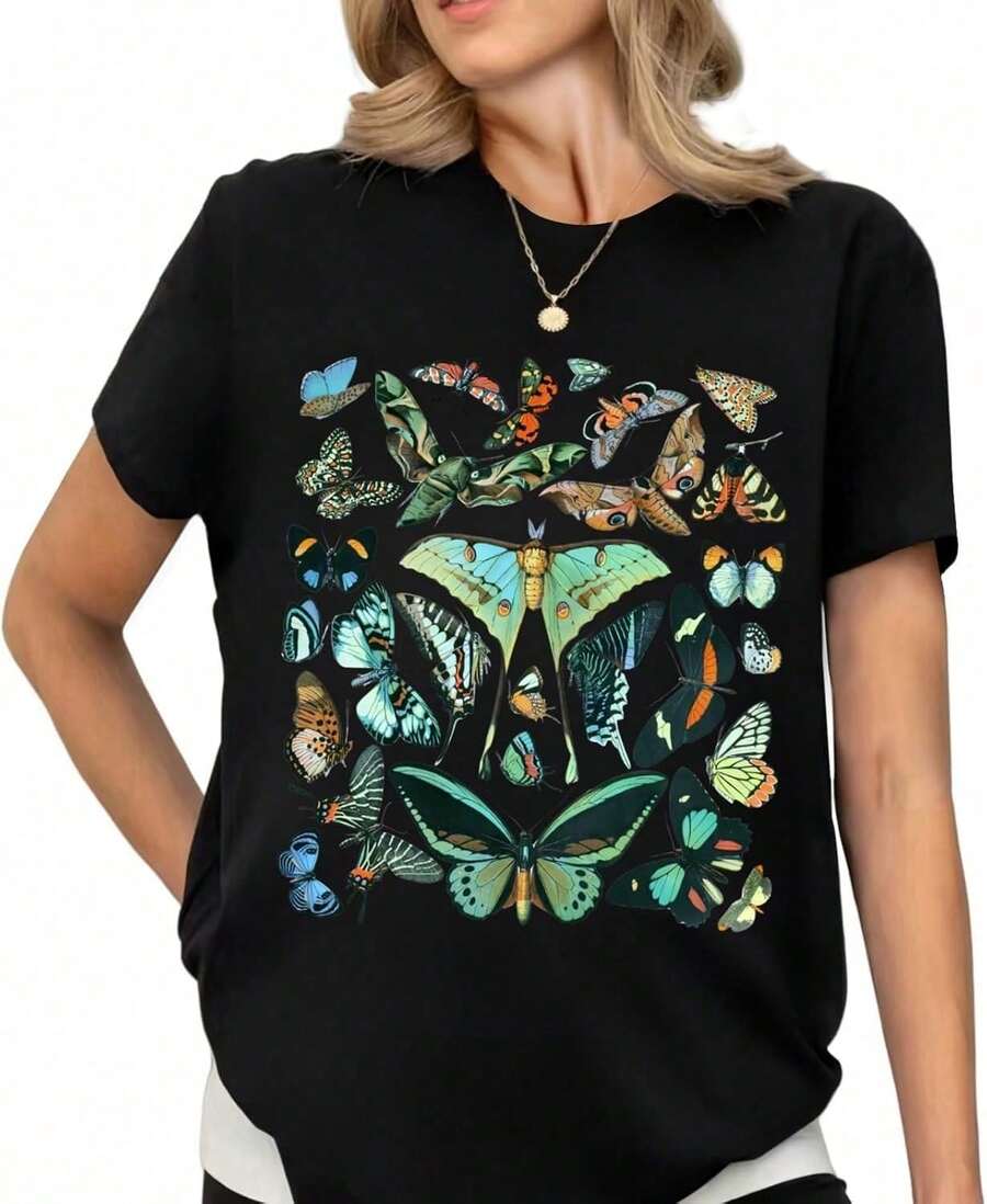 Women's Vintage Bohemian Floral Print T-Shirt, Short Sleeve Printed Blouse For Girls, Breathable And Comfortable. Pure Cotton T-Shirt, Soft And Comfortable To The Touch. - -12 - 查看 1