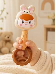 2-In-1 Baby Rattle Teether Set, Cute Cartoon Dinosaur Rabbit Crab Deer Soft Silicone Teething Rattle, Suitable For 0-12 Months Infants, Tummy Time, Stroller, Car, Nursery Sensory Toy, Perfect Baby Shower, Newborn, 1st Birthday Gift - Multicolor - View 9