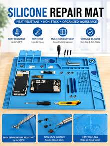 1pc 30cm*45cm Silicone Soldering Mat - Non-Slip Magnetic High-Temperature Workbench Mat For Phone, Laptop Repair, Electronics Maintenance, DIY Projects (Tech Enthusiast Essential Tool), Applicable Tools, Work Tools, DIY Tools, Screwdriver - Multicolor - View 1