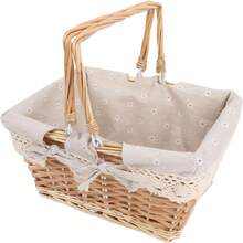 Grand panier de pique-nique en osier avec poignée, panier cadeau à remplir, panier à ouverture supérieure convenant pour le jardinage, les fruits, les bonbons, le vin, la collecte d'œufs de Pâques, les mariages, les légumes et plus encore - Multicolore - Voir 15