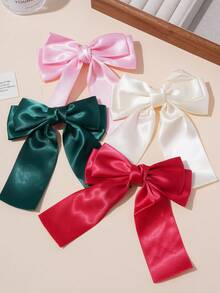 4PCS Women's Ballet Style Bow Hair Clips Satin Ribbon Long Tail Hair Clips Sweet Tassel Elegant Versatile Hair Accessories,Clips For Hair - Multicolor - View 2