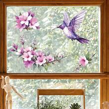 Purple Floral PVC Green Plant Hummingbird Decorative Sticker For Bedroom Glass Window Decoration PVC - 20*30cm - View 8