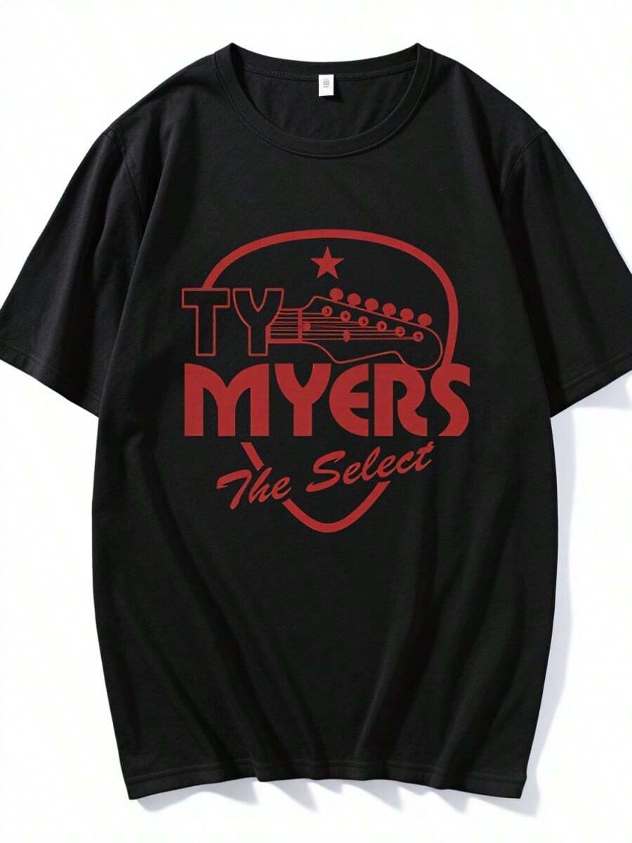 Guitar Pick The Select Album 2026Tee Singer Ty Myers Graphic Tshirts Cottonsss Round Neck Men T Shirt Streetwear Women Top3 - 黑色 - 查看 1