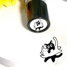 Cute Cartoon Cat Black Stamp For Journal Decoration, Handmade Collage Material For Scrapbooking, Stamp Pad. - A11 - View 1