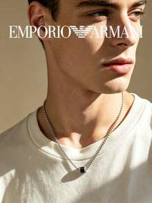 EGS2844040 Armani 男士奢華 Logo 吊墜項鍊禮物 - 黑色 - 查看 4
