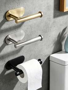 No Drill Toilet Paper Holder, Self-Adhesive Tissue Roll Dispenser, Stainless Steel Paper Towel Rack, Absorbent Tissue Holder, Bathroom Paper Organizer, Bathroom Accessories, No Drilling Required(Adhesive Sticker Sold Separately,Main Product Excluded) - View 2