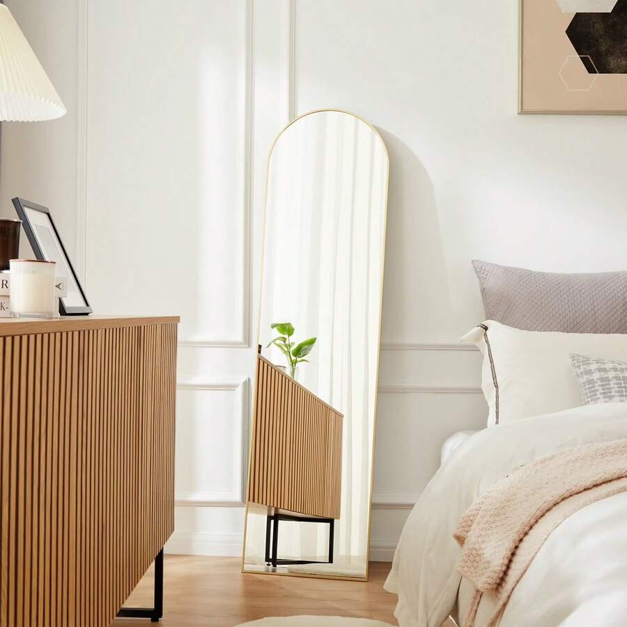 16"X59" Arched Full Length Mirror Full Body Free Standing Floor Mirror, Gold - Gold-arched - View 1