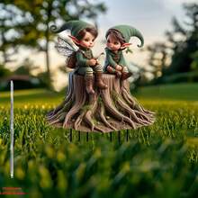 Décoration de jardin de fée de la forêt 2D plate - Esprit d'arbre mignon et personnages de fées fantastiques, ornement durable de style classique pour intérieur/extérieur, convient pour Noël, Pâques, Halloween, Thanksgiving, cadeaux et utilisation pendant les fêtes - A - Voir 3