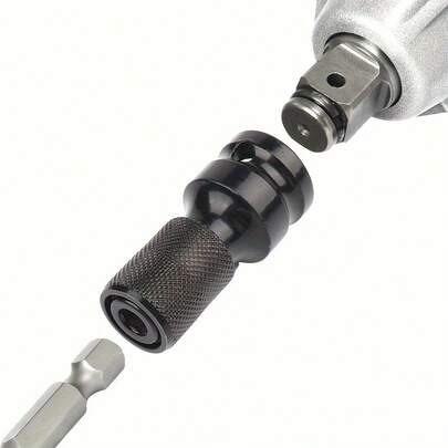 1 Electric Wrench Drill Bit Adapter, With Hex Head, 1/ 2inch To 1/ 4inch Rotary Converter And Free Accessories (Including Lever And Washer)