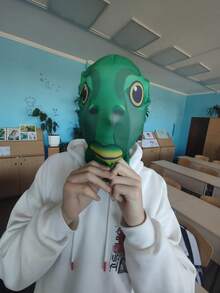 1pc Polyester Breathable Mask Head Cover Funny Green Monster Head Cover Green Fish Head Cover Green Monster Hat, Suitable For Halloween, Easter, Theme Party, April Fool's Day, Stage Performance, Thanksgiving, Halloween, Christmas, New Year And Other Occasions - Multicolor - View 2