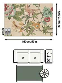 1pc Floor Mat Carpet (Rug, Carpet, Area Rug, Bath Mat, Bath Rug, Door Mat), Modern Aesthetic Southeast Asian Style Floral And Bird Pattern Fresh Design - Soft Faux Cashmere Carpet, Bathroom, Kitchen, Entrance, Hallway, Bedside, Living Room, Bedroom, Etc., All Season Use Machine Washable Floor Mat, Home Decor - Multicolor - View 14