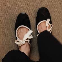Women Flats - Khối màu đen trắng - Xem 4