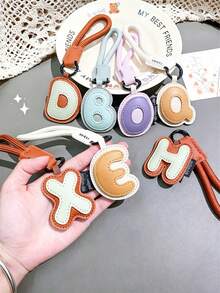 26 Letter Options Keychain - Letter Accessories Designed For English Names, Backpack Charm Accessories, Student Decoration, Portable Cute PU Leather Keychain, Suitable As Valentine's Day Gift Or Unisex Keychain Accessory - Letter - View 10