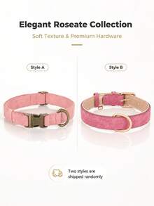 粉色天鵝絨寵物項圈，配復古做舊金屬扣與柔軟麂皮天鵝絨面料，適合中小型犬日常散步、貓咪居家穿著、寵物攝影、節日裝扮派對，兼具溫柔觸感與復古風格的貼心牽繩配件，隨機款式出貨 - 玫紅色 - 查看 11