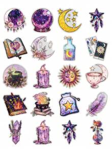 [Value Pack] Witch Style Crystal Stickers 30/60pcs, Gothic Magic Waterproof Vinyl Stickers, Dark Sweet Style Decorative Stickers, Suitable For Scrapbooks, Journals, Planners, Witch Style Decoration - A - View 6