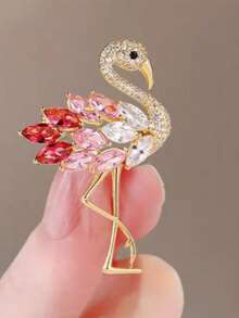 1 pieza Broche de flamenco con cristal único, adecuado para uso diario y como regalo - Rosa - Ver 3